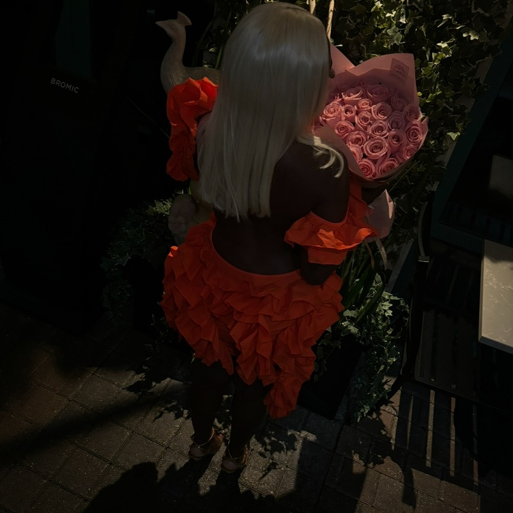 Vibrant Orange Ruffled Dress